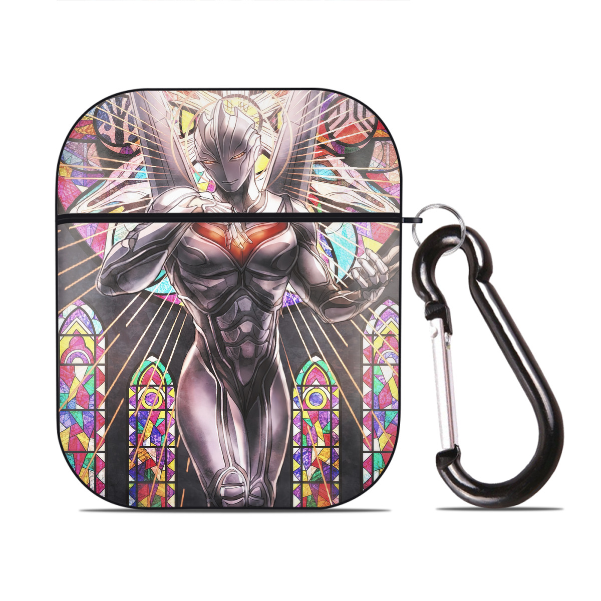 （画像用） ウルトラマン Ultraman AirPods 第2世代保護ケース ハードシェル ブラック 耐衝撃・防指紋・カラビナ付き