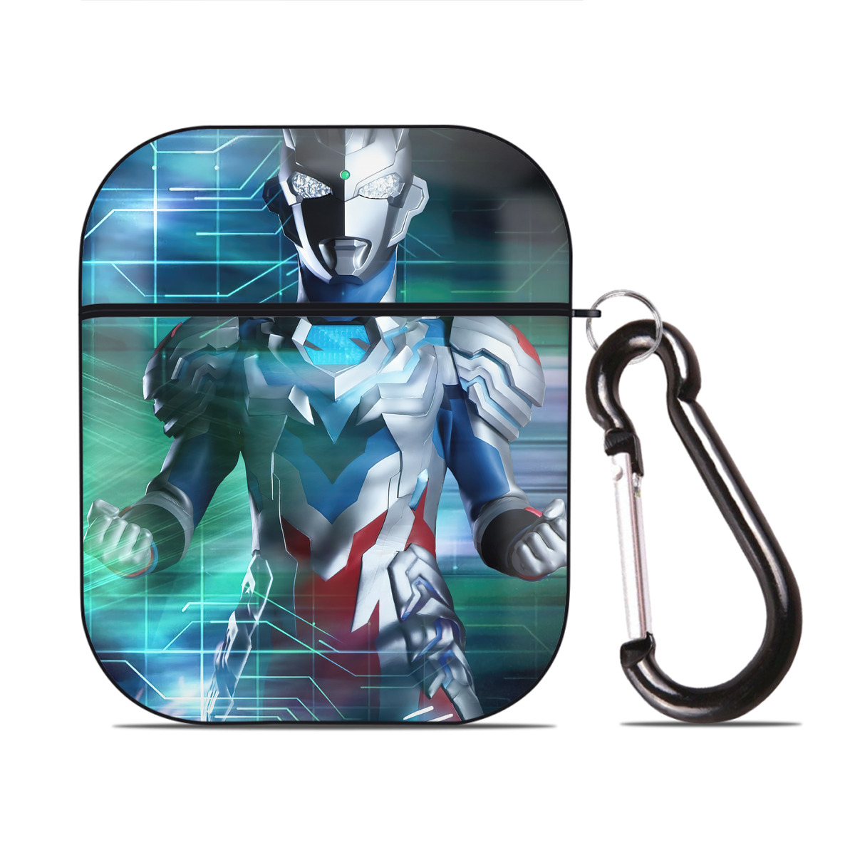 （画像用） ウルトラマン Ultraman AirPods 第2世代保護ケース ハードシェル ブラック 耐衝撃・防指紋・カラビナ付き