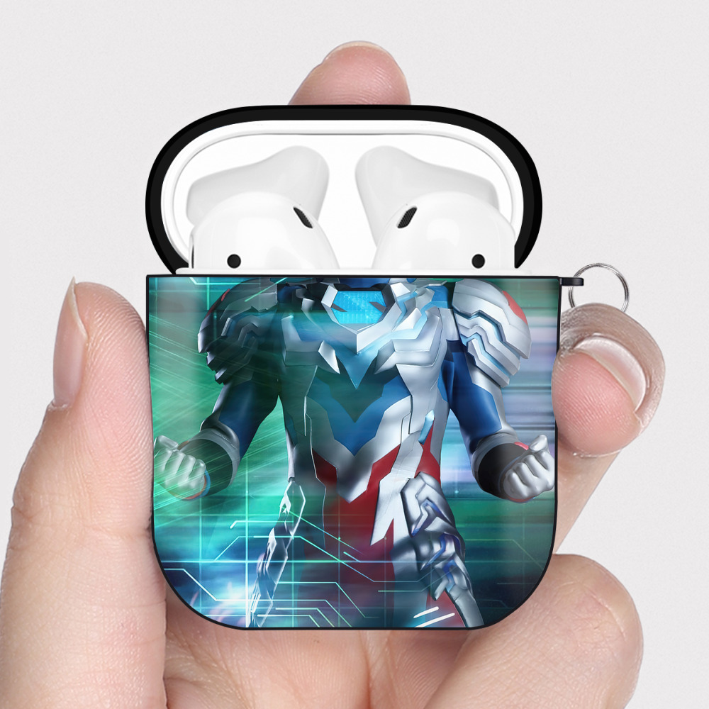 （画像用） ウルトラマン Ultraman AirPods 第2世代保護ケース ハードシェル ブラック 耐衝撃・防指紋・カラビナ付き