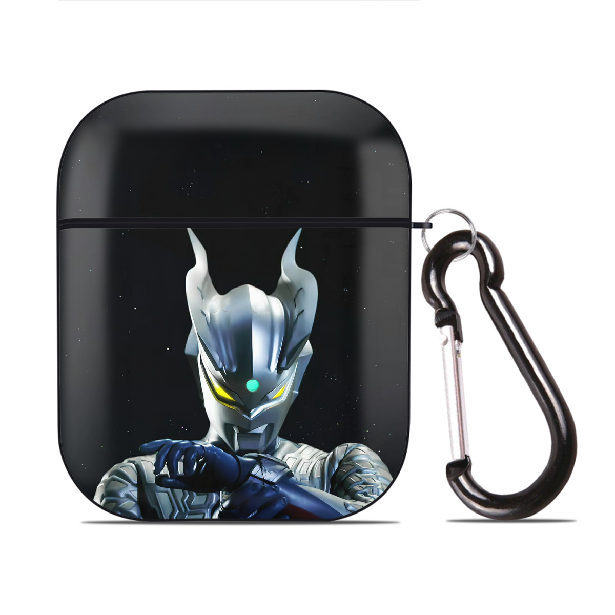 （画像用） ウルトラマン Ultraman AirPods 第2世代保護ケース ハードシェル ブラック 耐衝撃・防指紋・カラビナ付き
