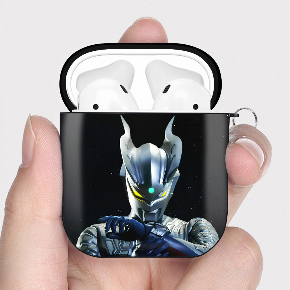 （画像用） ウルトラマン Ultraman AirPods 第2世代保護ケース ハードシェル ブラック 耐衝撃・防指紋・カラビナ付き