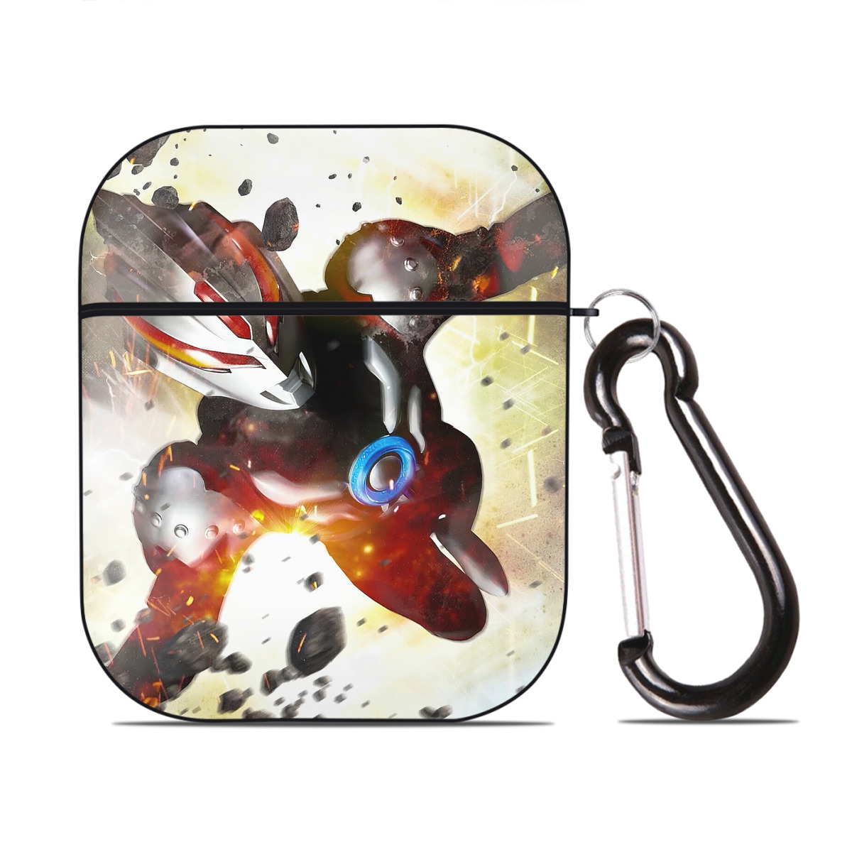 （画像用） ウルトラマン Ultraman AirPods 第2世代保護ケース ハードシェル ブラック 耐衝撃・防指紋・カラビナ付き