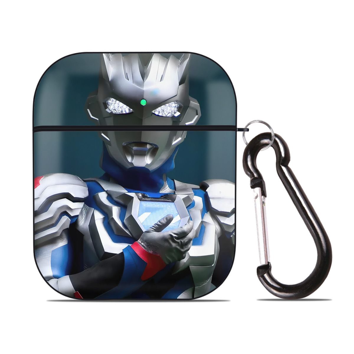 （画像用） ウルトラマン Ultraman AirPods 第2世代保護ケース ハードシェル ブラック 耐衝撃・防指紋・カラビナ付き