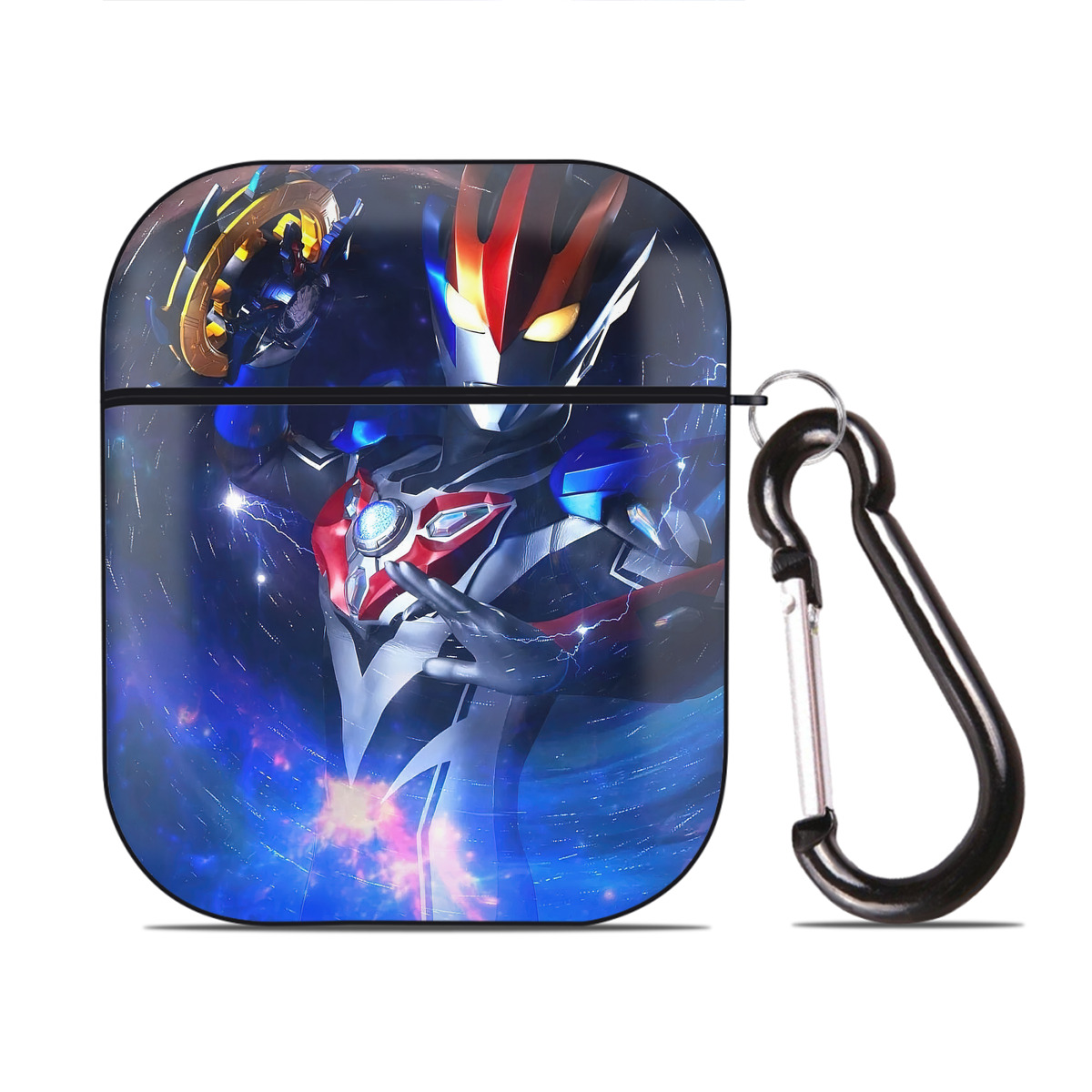 （画像用） ウルトラマン Ultraman AirPods 第2世代保護ケース ハードシェル ブラック 耐衝撃・防指紋・カラビナ付き