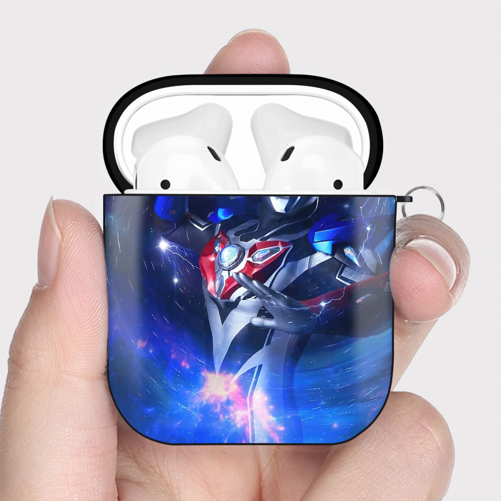 （画像用） ウルトラマン Ultraman AirPods 第2世代保護ケース ハードシェル ブラック 耐衝撃・防指紋・カラビナ付き
