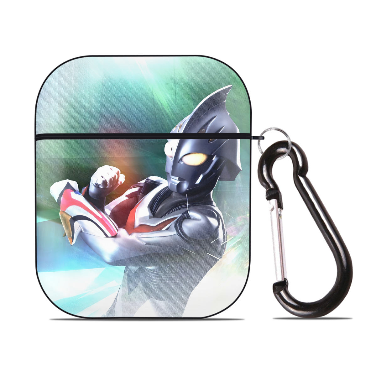 （画像用） ウルトラマン Ultraman AirPods 第2世代保護ケース ハードシェル ブラック 耐衝撃・防指紋・カラビナ付き