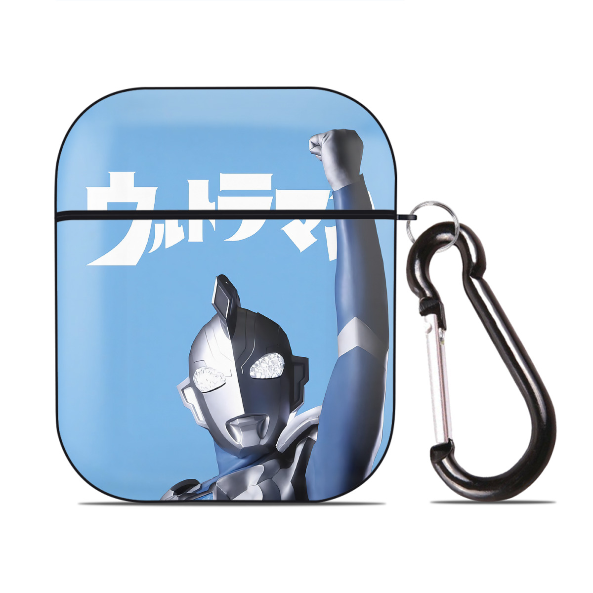（画像用） ウルトラマン Ultraman AirPods 第2世代保護ケース ハードシェル ブラック 耐衝撃・防指紋・カラビナ付き