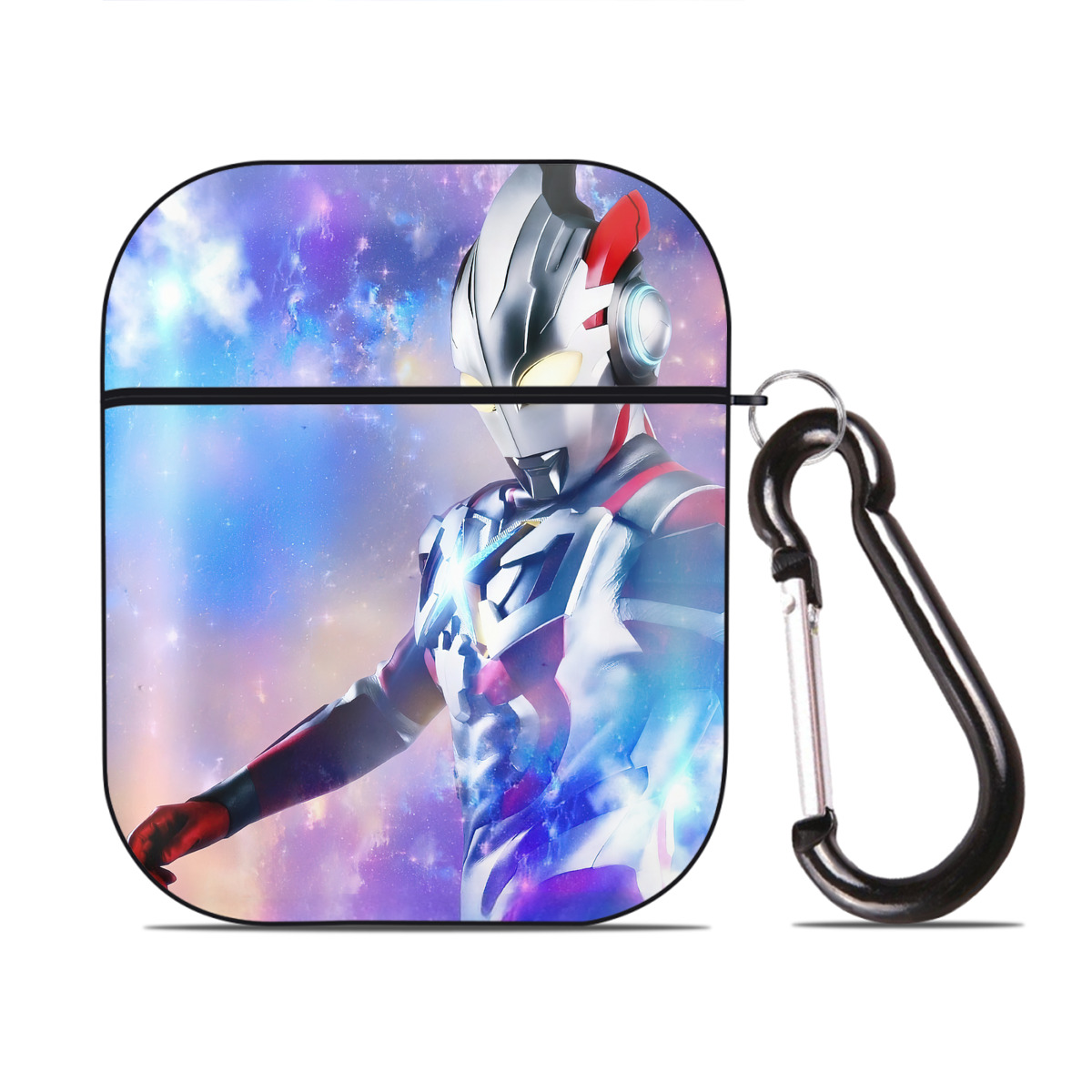 （画像用） ウルトラマン Ultraman AirPods 第2世代保護ケース ハードシェル ブラック 耐衝撃・防指紋・カラビナ付き