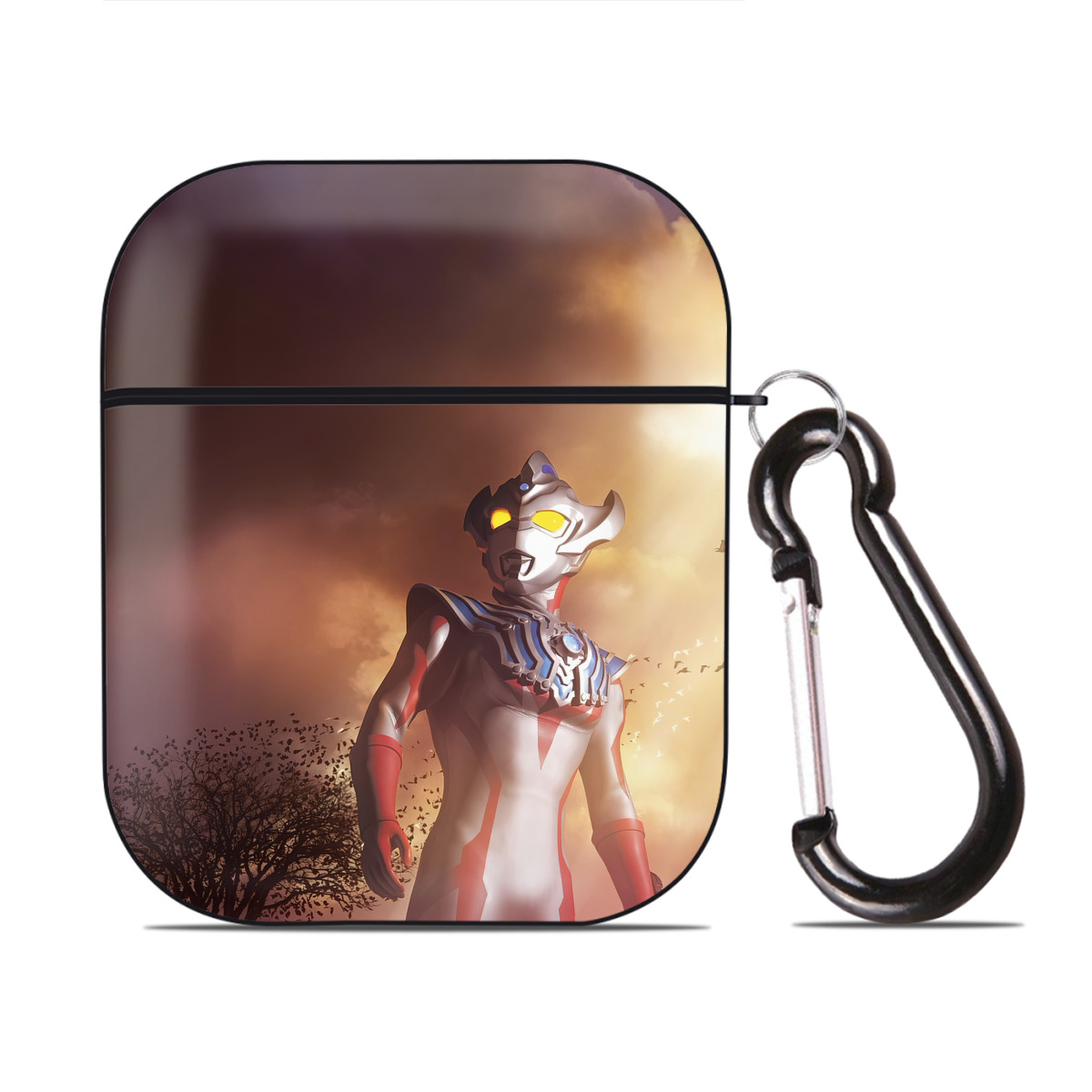 （画像用） ウルトラマン Ultraman AirPods 第2世代保護ケース ハードシェル ブラック 耐衝撃・防指紋・カラビナ付き