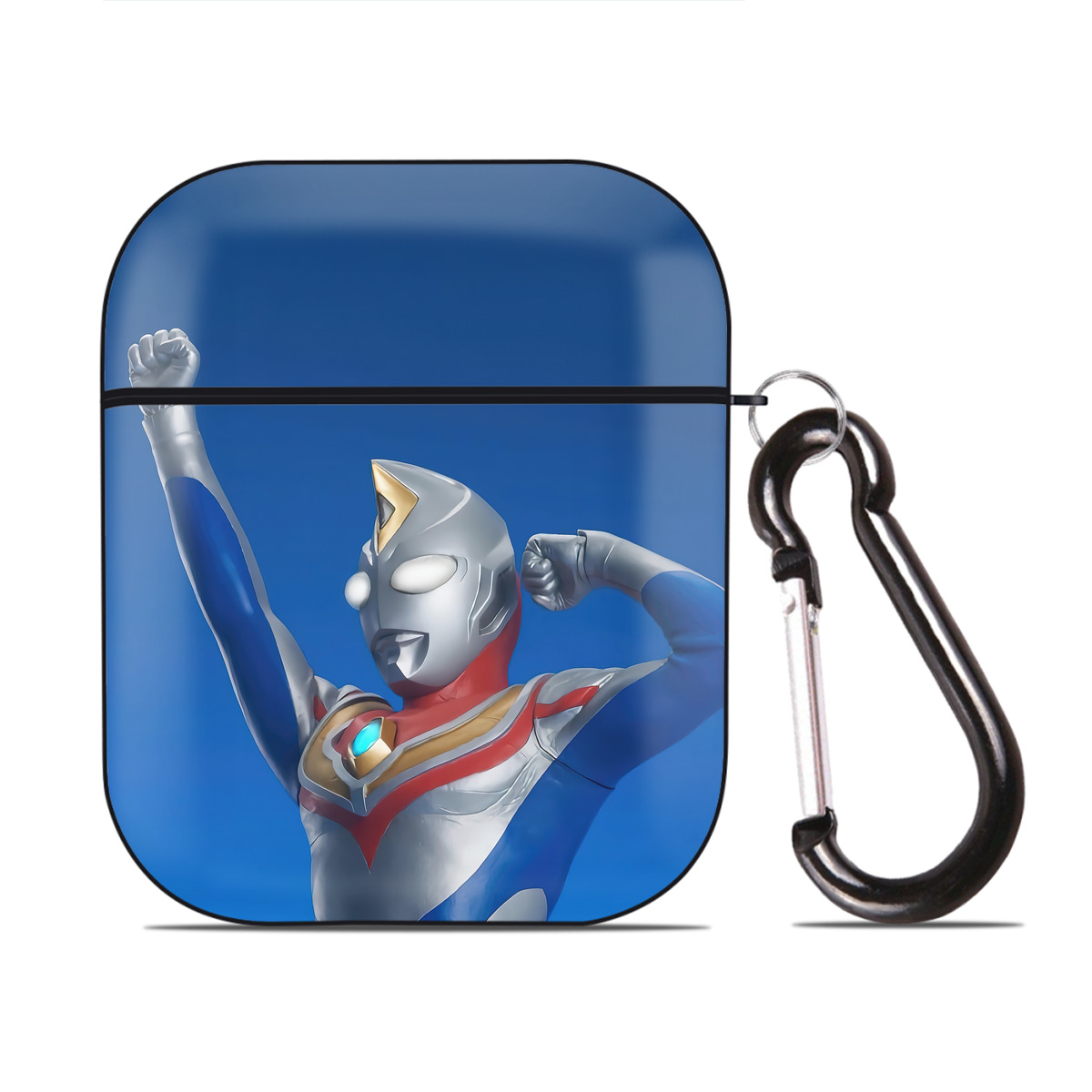 （画像用） ウルトラマン Ultraman AirPods 第2世代保護ケース ハードシェル ブラック 耐衝撃・防指紋・カラビナ付き