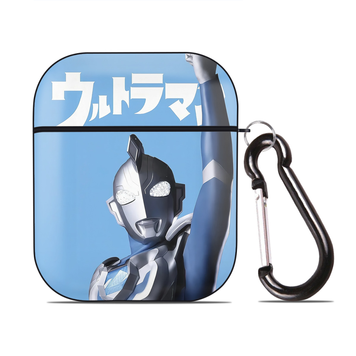 （画像用） ウルトラマン Ultraman AirPods 第2世代保護ケース ハードシェル ブラック 耐衝撃・防指紋・カラビナ付き