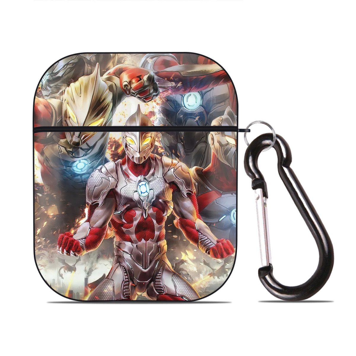 （画像用） ウルトラマン Ultraman AirPods 第2世代保護ケース ハードシェル ブラック 耐衝撃・防指紋・カラビナ付き