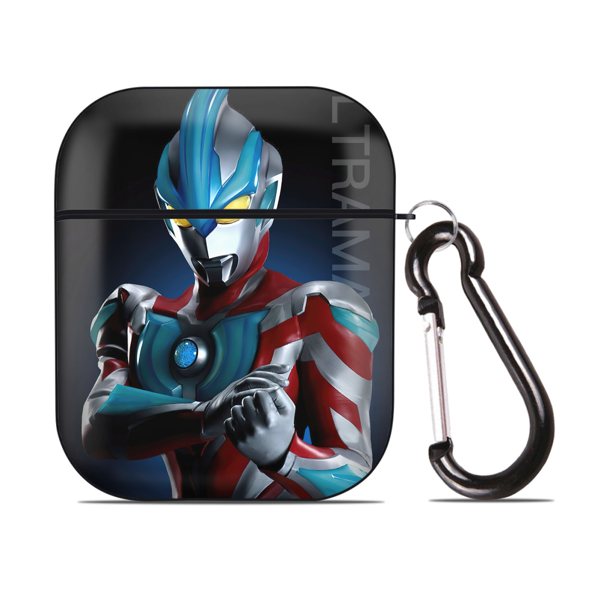 （画像用） ウルトラマン Ultraman AirPods 第2世代保護ケース ハードシェル ブラック 耐衝撃・防指紋・カラビナ付き
