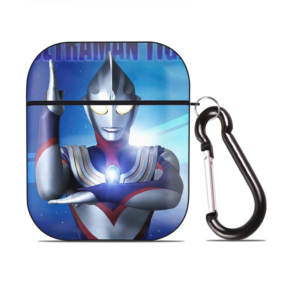 （画像用） ウルトラマン Ultraman AirPods 第2世代保護ケース ハードシェル ブラック 耐衝撃・防指紋・カラビナ付き