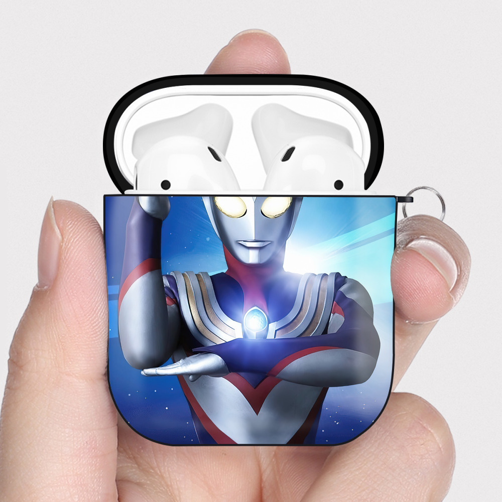 （画像用） ウルトラマン Ultraman AirPods 第2世代保護ケース ハードシェル ブラック 耐衝撃・防指紋・カラビナ付き