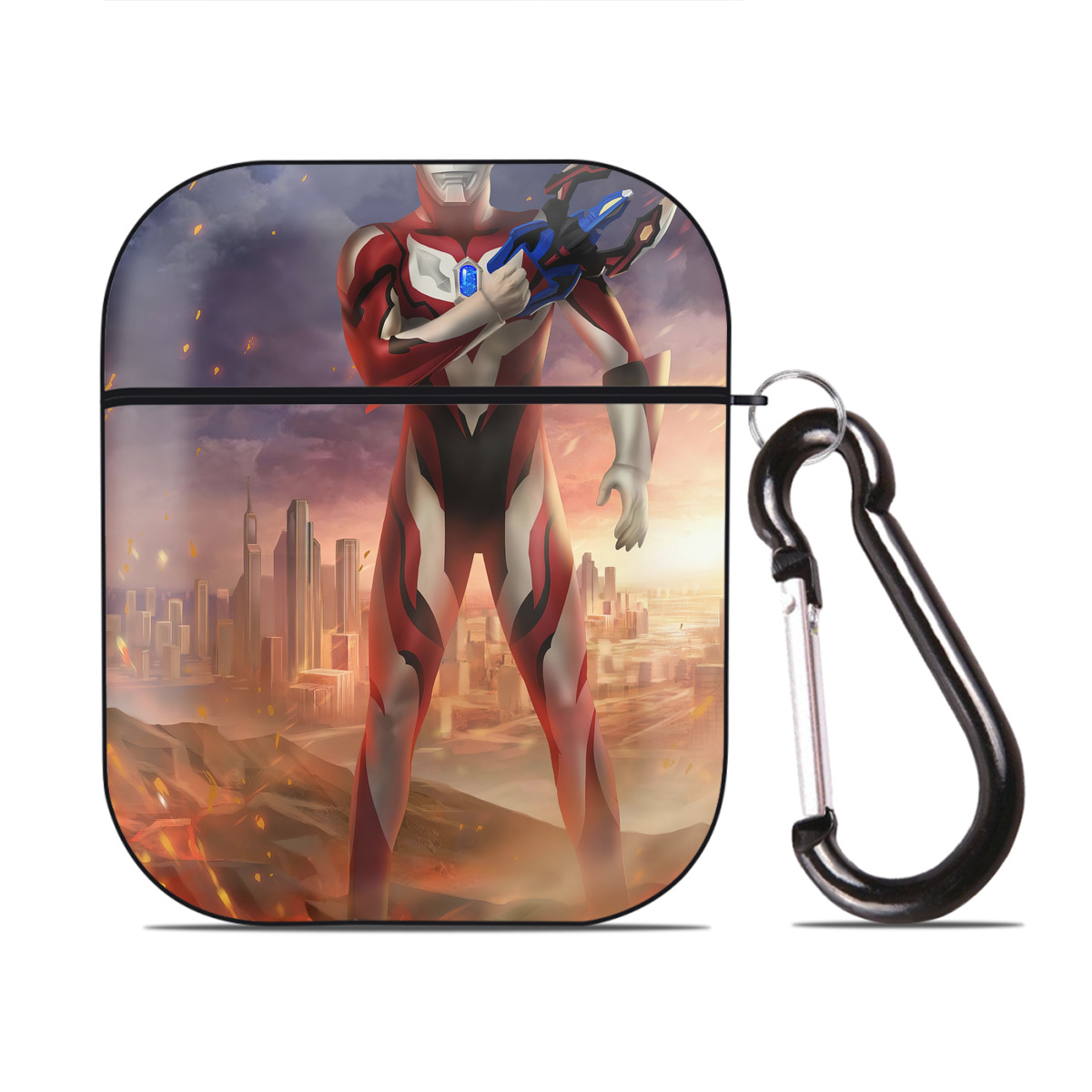 （画像用） ウルトラマン Ultraman AirPods 第2世代保護ケース ハードシェル ブラック 耐衝撃・防指紋・カラビナ付き