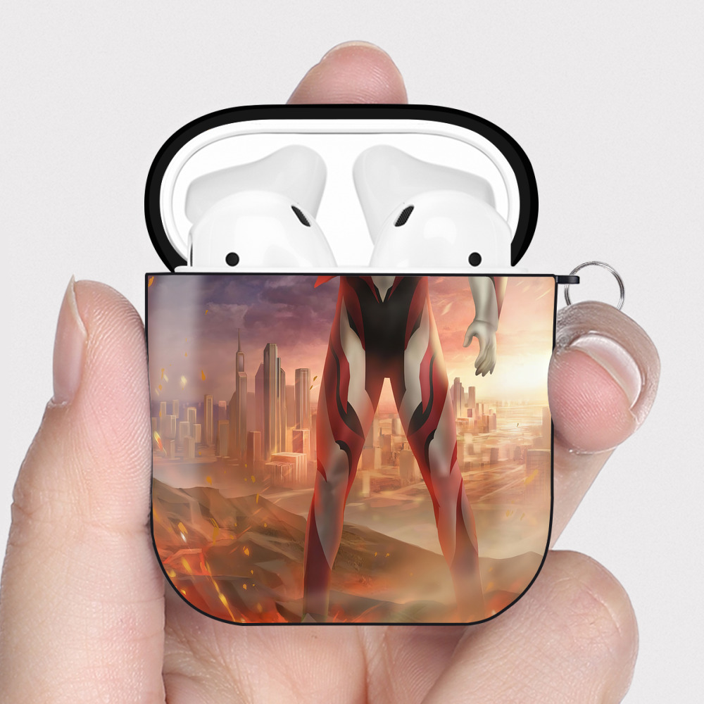 （画像用） ウルトラマン Ultraman AirPods 第2世代保護ケース ハードシェル ブラック 耐衝撃・防指紋・カラビナ付き