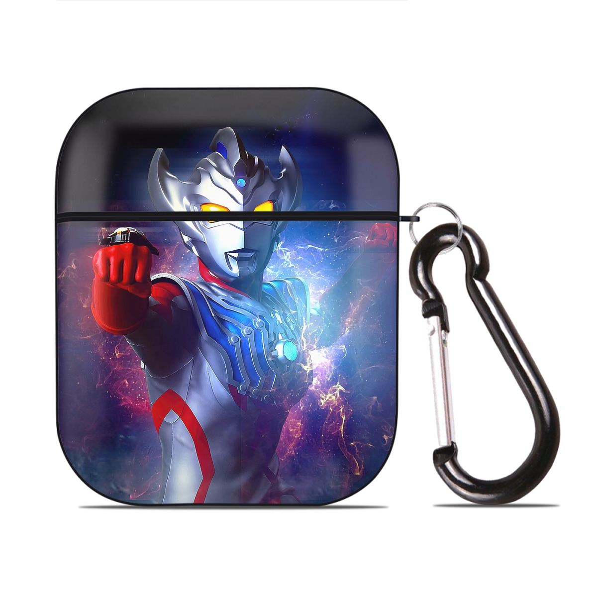 （画像用） ウルトラマン Ultraman AirPods 第2世代保護ケース ハードシェル ブラック 耐衝撃・防指紋・カラビナ付き