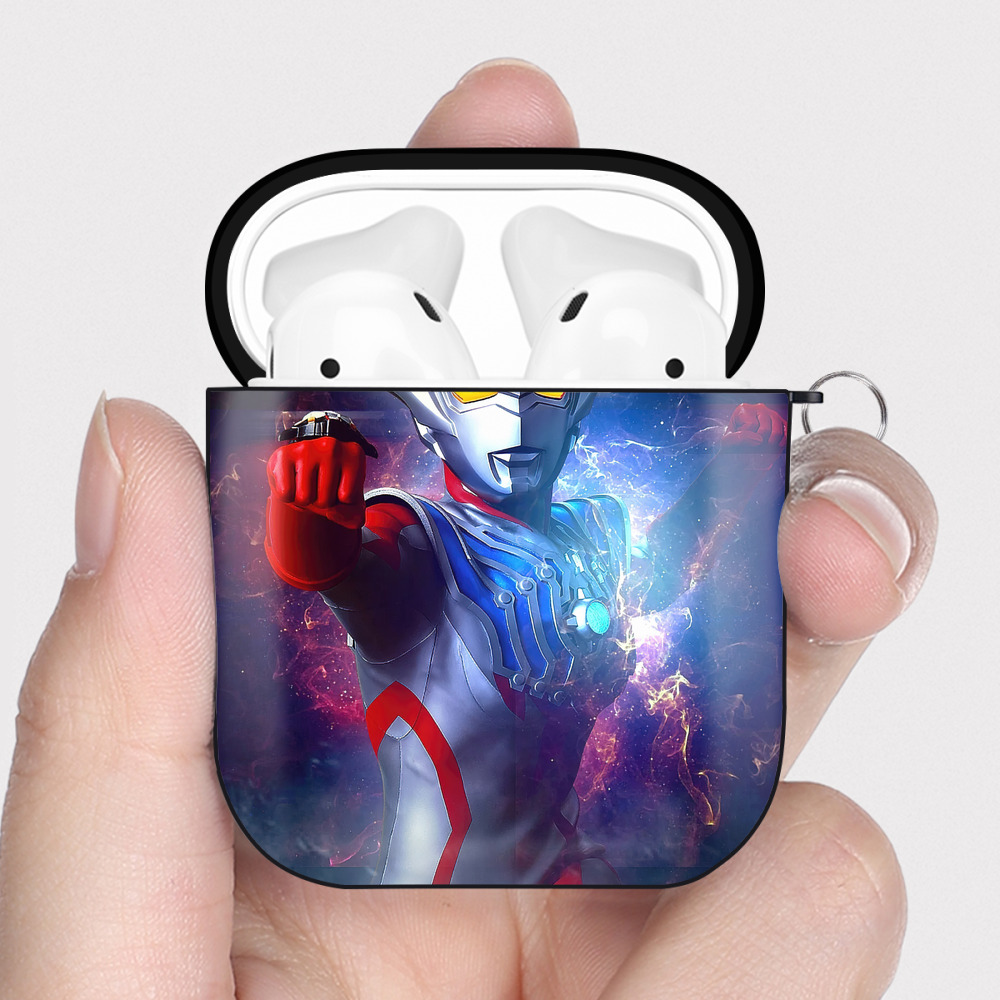（画像用） ウルトラマン Ultraman AirPods 第2世代保護ケース ハードシェル ブラック 耐衝撃・防指紋・カラビナ付き