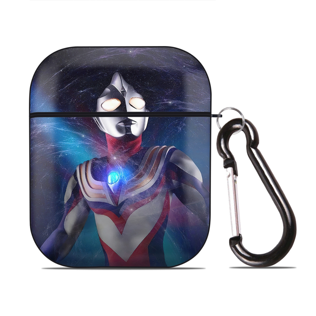 （画像用） ウルトラマン Ultraman AirPods 第2世代保護ケース ハードシェル ブラック 耐衝撃・防指紋・カラビナ付き