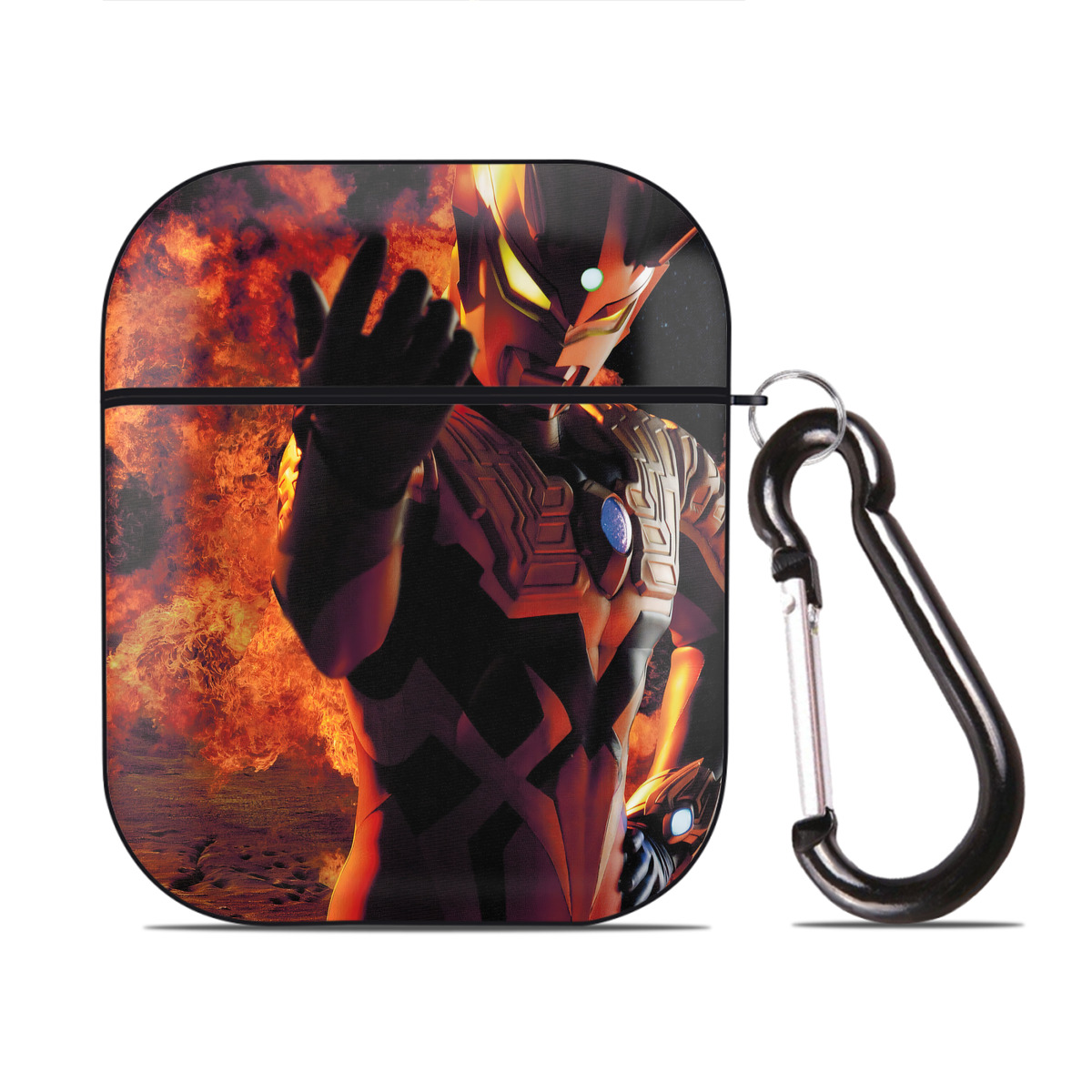 （画像用） ウルトラマン Ultraman AirPods 第2世代保護ケース ハードシェル ブラック 耐衝撃・防指紋・カラビナ付き