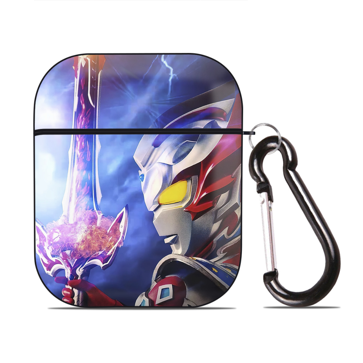 （画像用） ウルトラマン Ultraman AirPods 第2世代保護ケース ハードシェル ブラック 耐衝撃・防指紋・カラビナ付き