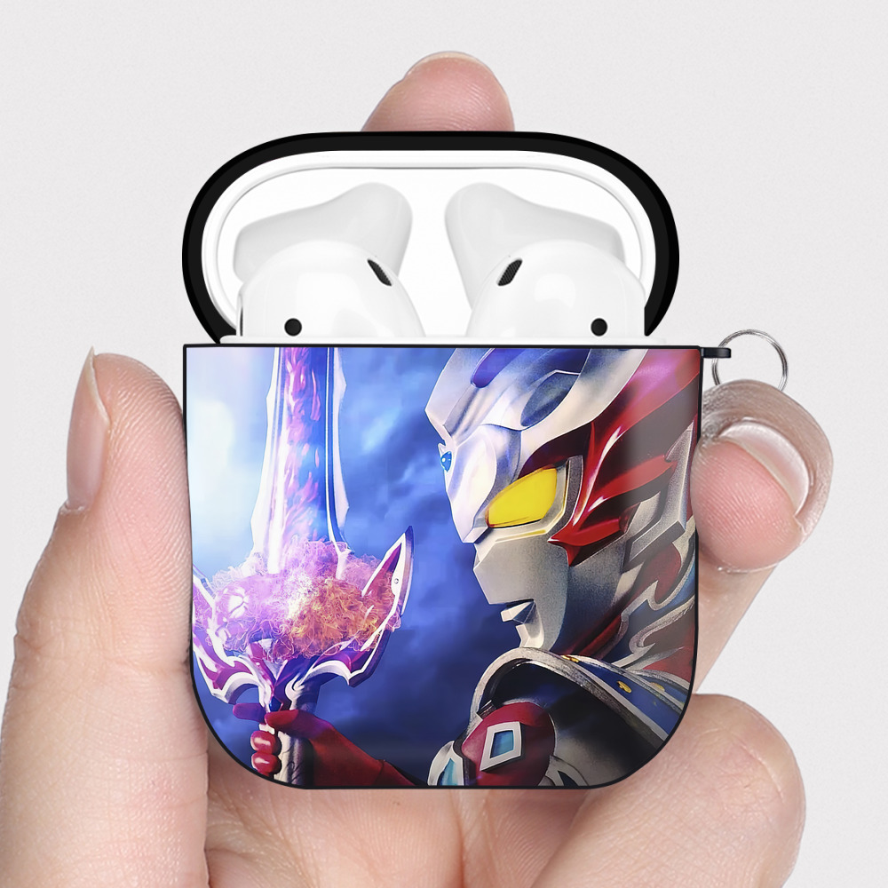 （画像用） ウルトラマン Ultraman AirPods 第2世代保護ケース ハードシェル ブラック 耐衝撃・防指紋・カラビナ付き