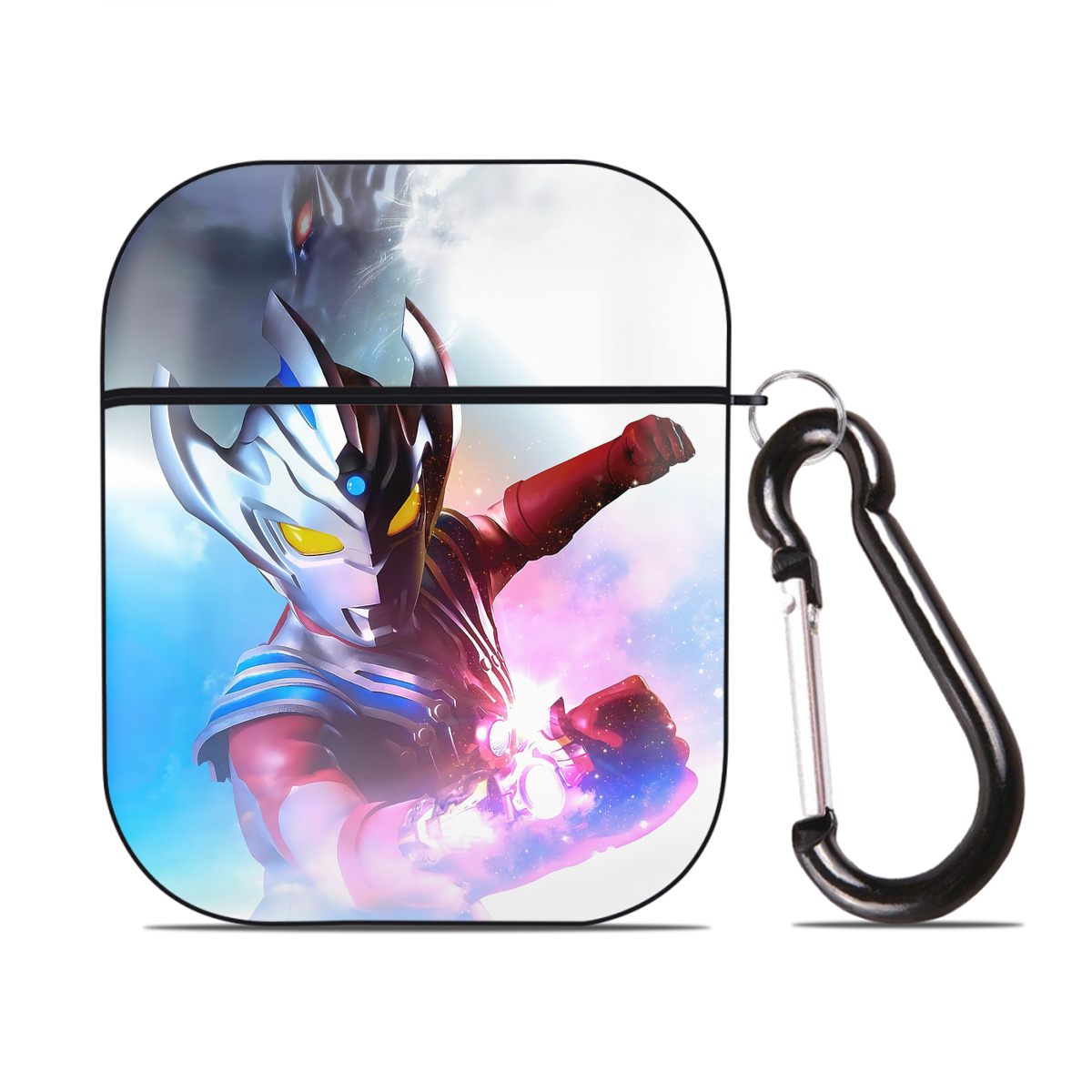 （画像用） ウルトラマン Ultraman AirPods 第2世代保護ケース ハードシェル ブラック 耐衝撃・防指紋・カラビナ付き