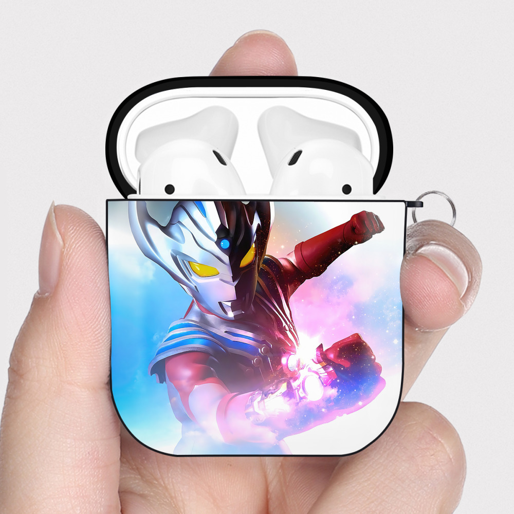 （画像用） ウルトラマン Ultraman AirPods 第2世代保護ケース ハードシェル ブラック 耐衝撃・防指紋・カラビナ付き