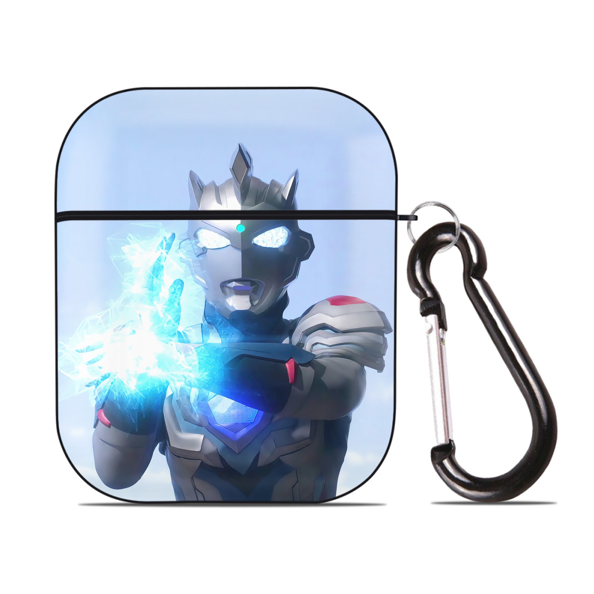 （画像用） ウルトラマン Ultraman AirPods 第2世代保護ケース ハードシェル ブラック 耐衝撃・防指紋・カラビナ付き