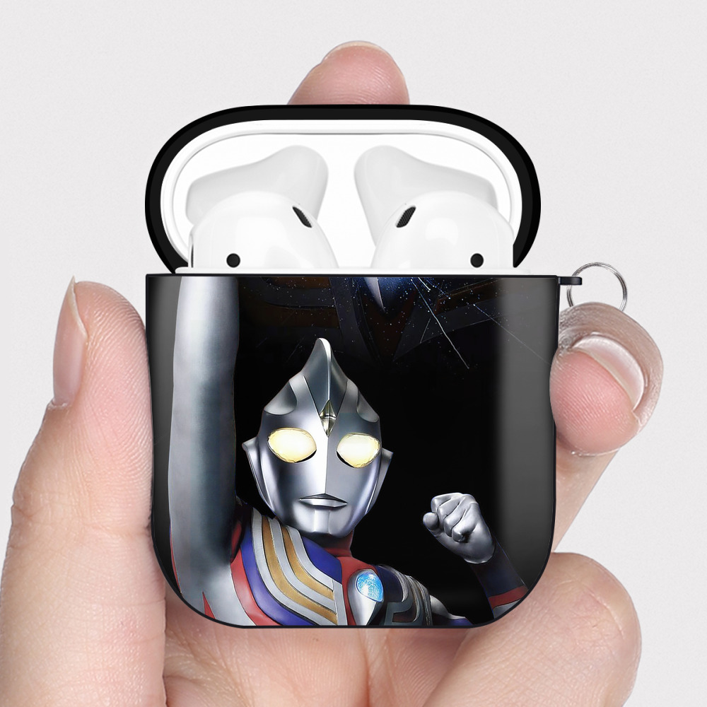 （画像用） ウルトラマン Ultraman AirPods 第2世代保護ケース ハードシェル ブラック 耐衝撃・防指紋・カラビナ付き