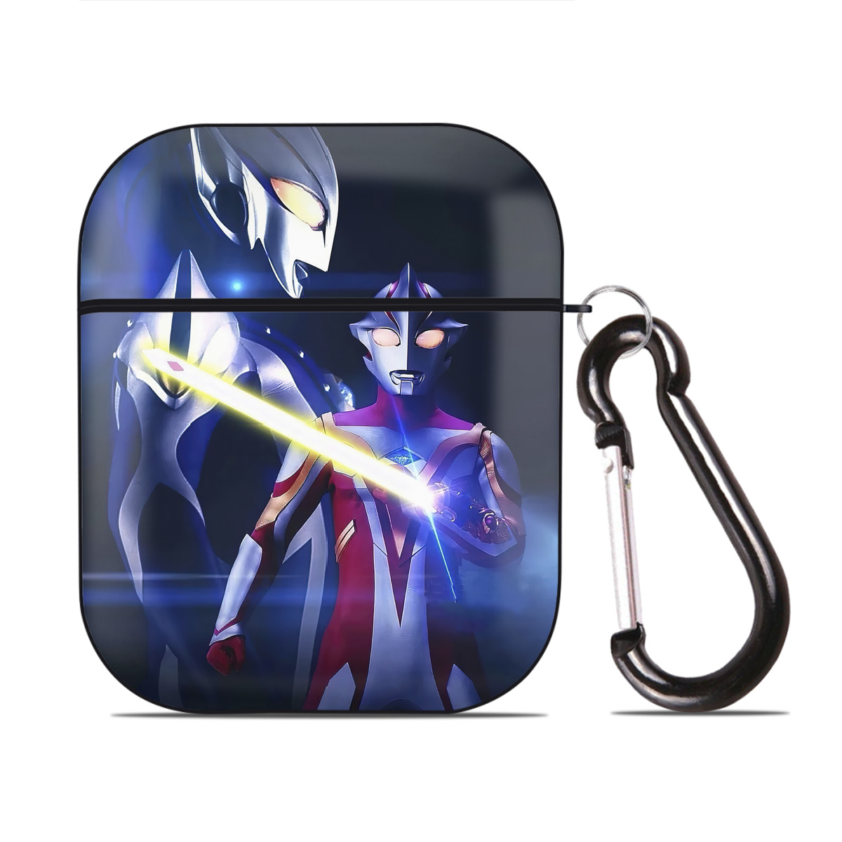 （画像用） ウルトラマン Ultraman AirPods 第2世代保護ケース ハードシェル ブラック 耐衝撃・防指紋・カラビナ付き