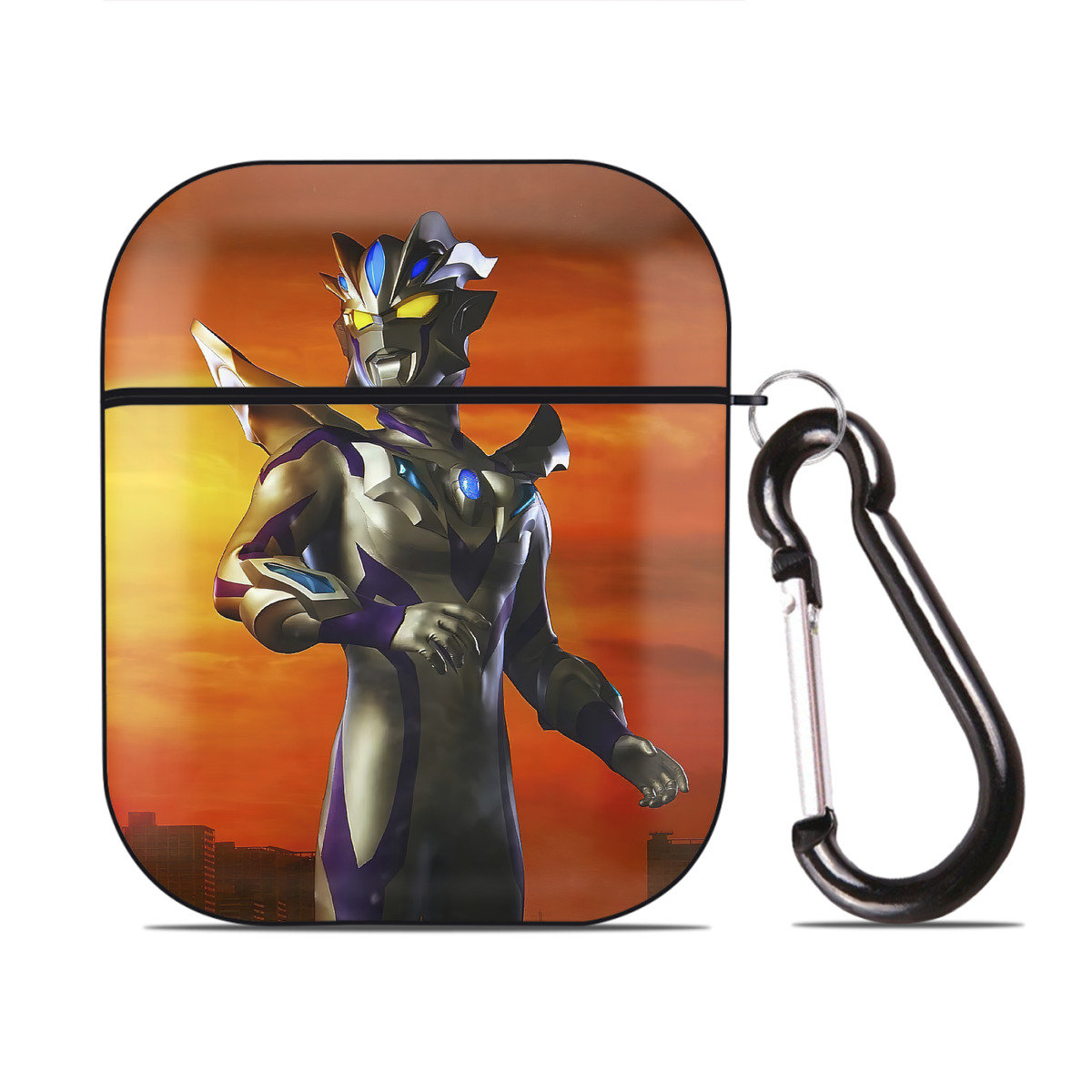 （画像用） ウルトラマン Ultraman AirPods 第2世代保護ケース ハードシェル ブラック 耐衝撃・防指紋・カラビナ付き