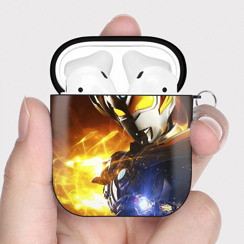 （画像用） ウルトラマン Ultraman AirPods 第2世代保護ケース ハードシェル ブラック 耐衝撃・防指紋・カラビナ付き