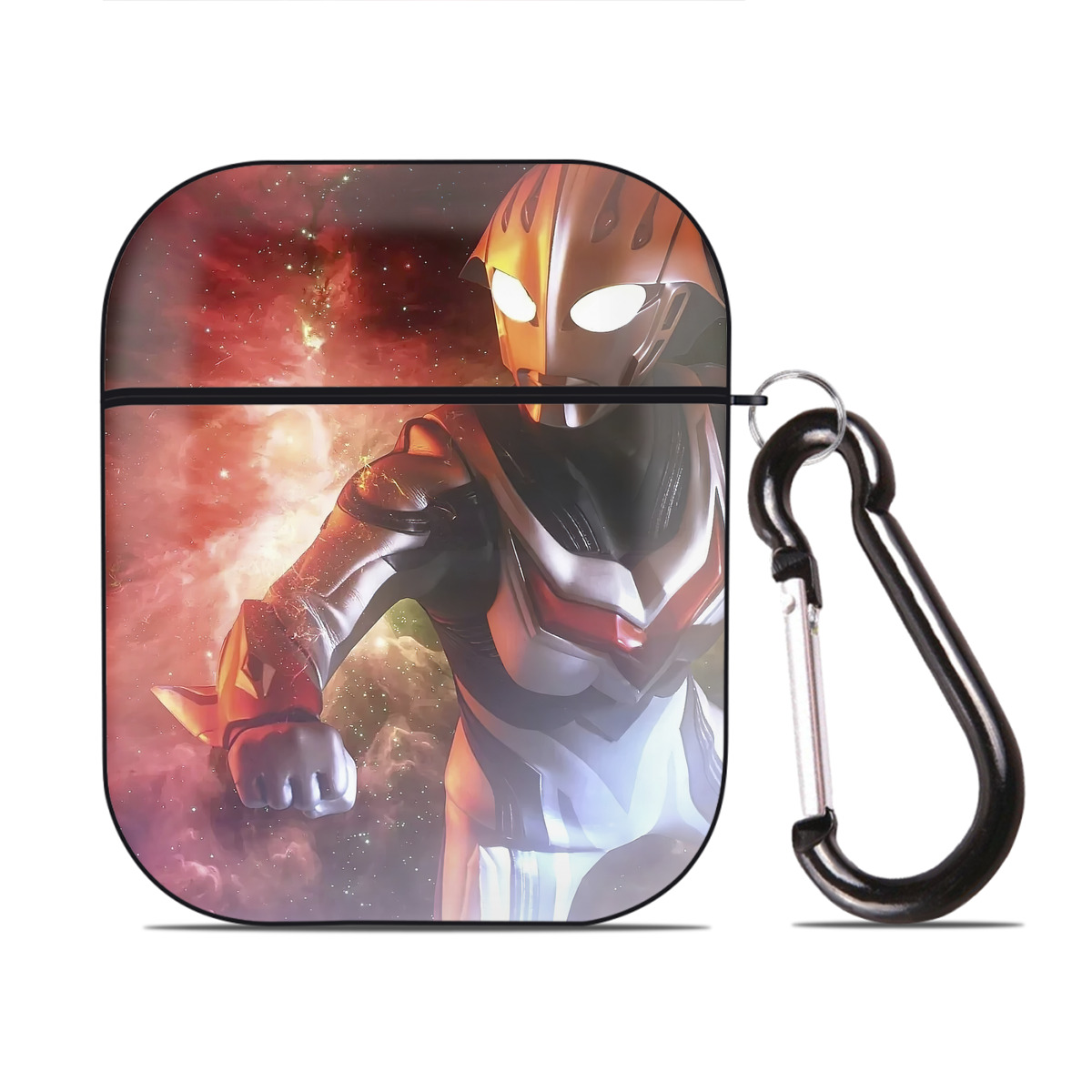 （画像用） ウルトラマン Ultraman AirPods 第2世代保護ケース ハードシェル ブラック 耐衝撃・防指紋・カラビナ付き