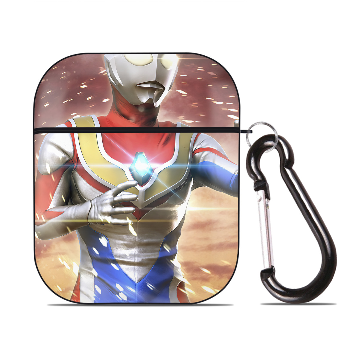 （画像用） ウルトラマン Ultraman AirPods 第2世代保護ケース ハードシェル ブラック 耐衝撃・防指紋・カラビナ付き
