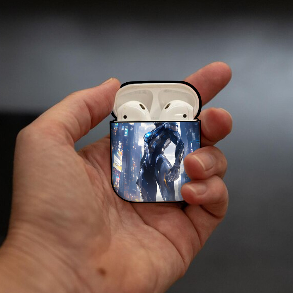 ウルトラマン Ultraman AirPods 第2世代保護ケース ハードシェル ブラック 耐衝撃・防指紋・カラビナ付き
