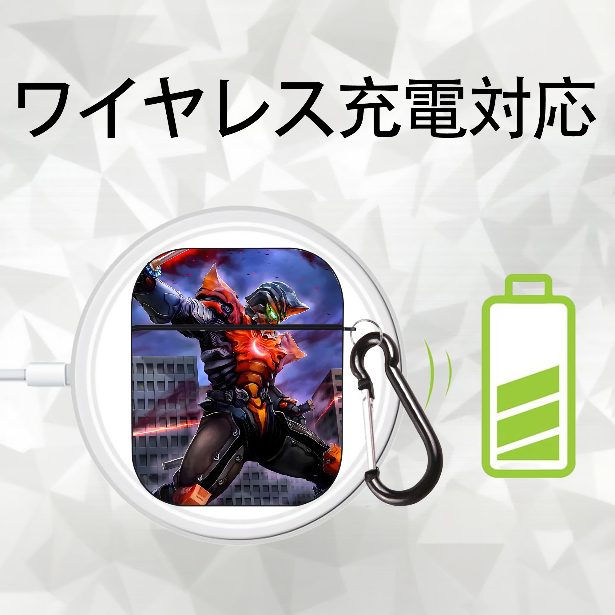 ウルトラマン Ultraman AirPods 第2世代保護ケース ハードシェル ブラック 耐衝撃・防指紋・カラビナ付き