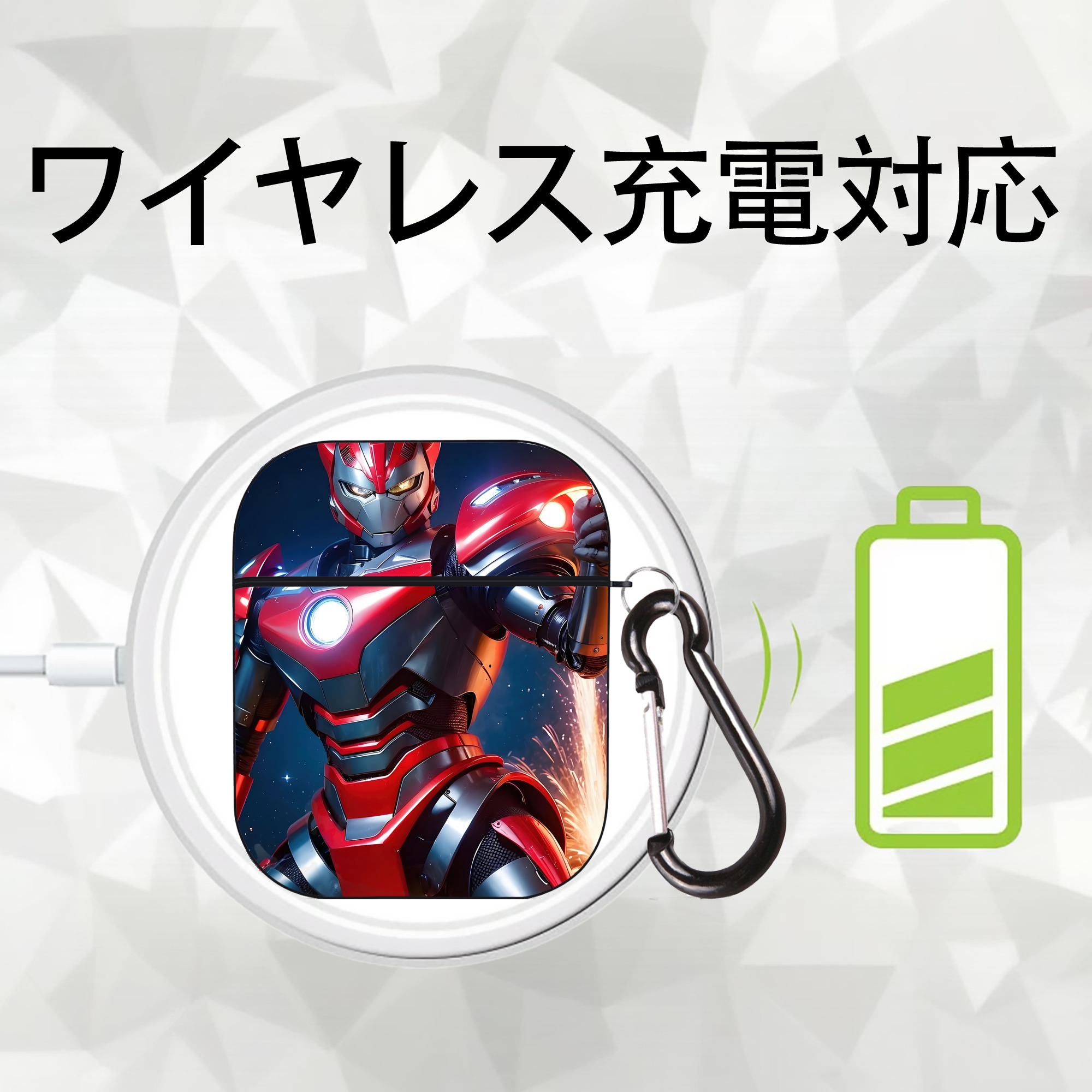 ウルトラマン Ultraman AirPods 第2世代保護ケース ハードシェル ブラック 耐衝撃・防指紋・カラビナ付き