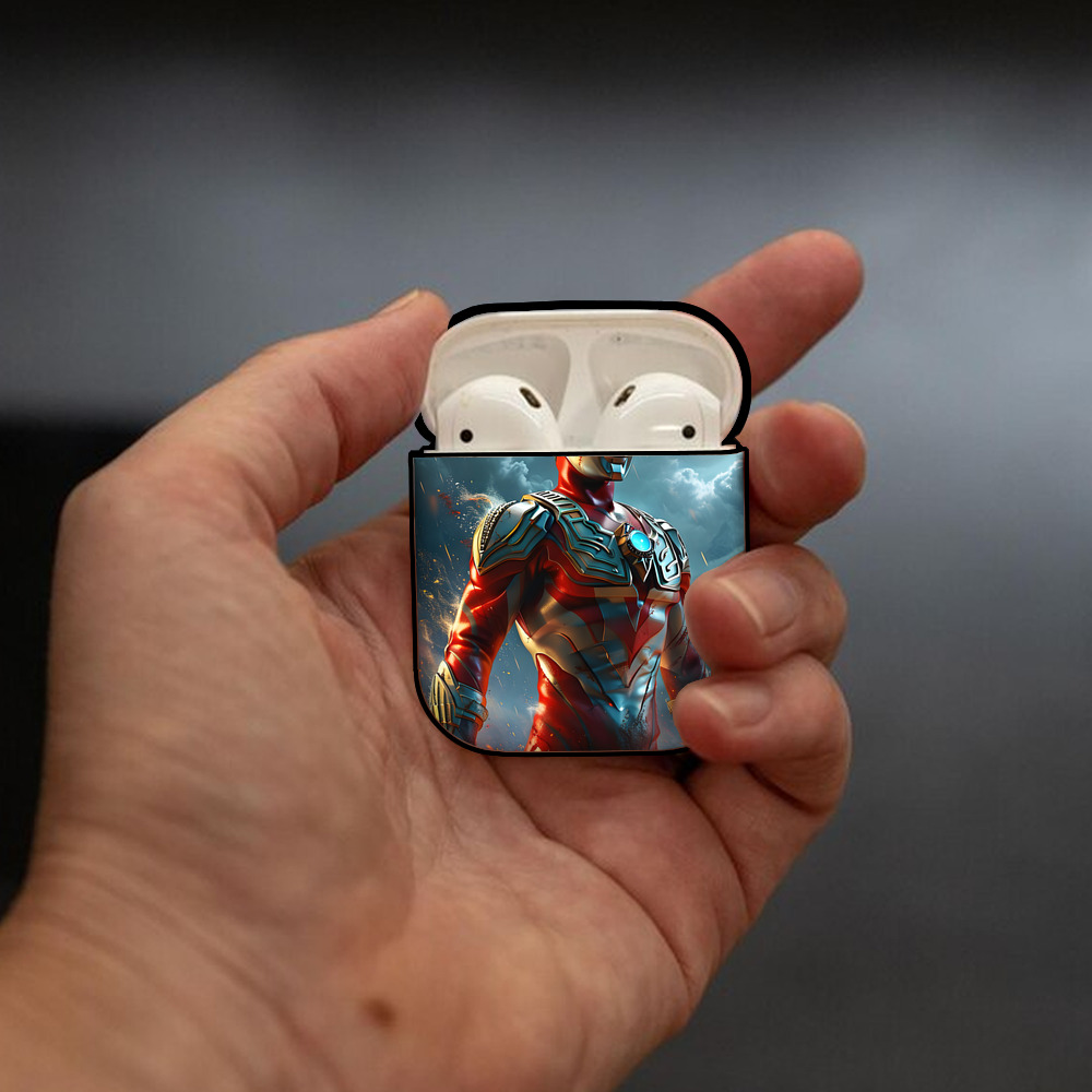 ウルトラマン Ultraman AirPods 第2世代保護ケース ハードシェル ブラック 耐衝撃・防指紋・カラビナ付き