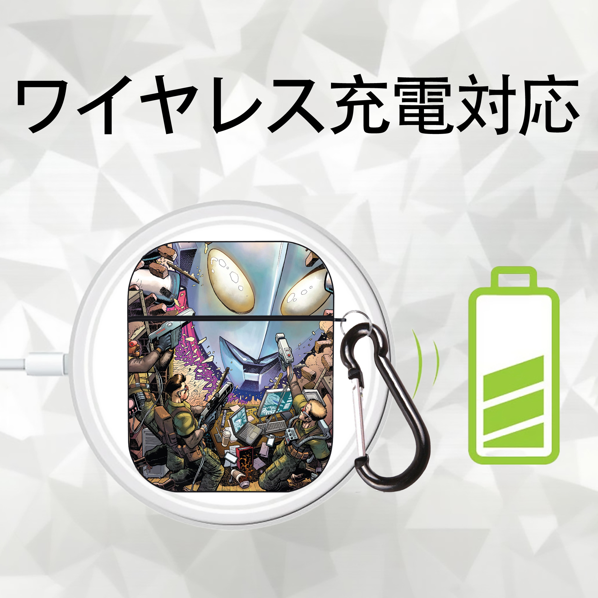 ウルトラマン Ultraman AirPods 第2世代保護ケース ハードシェル ブラック 耐衝撃・防指紋・カラビナ付き