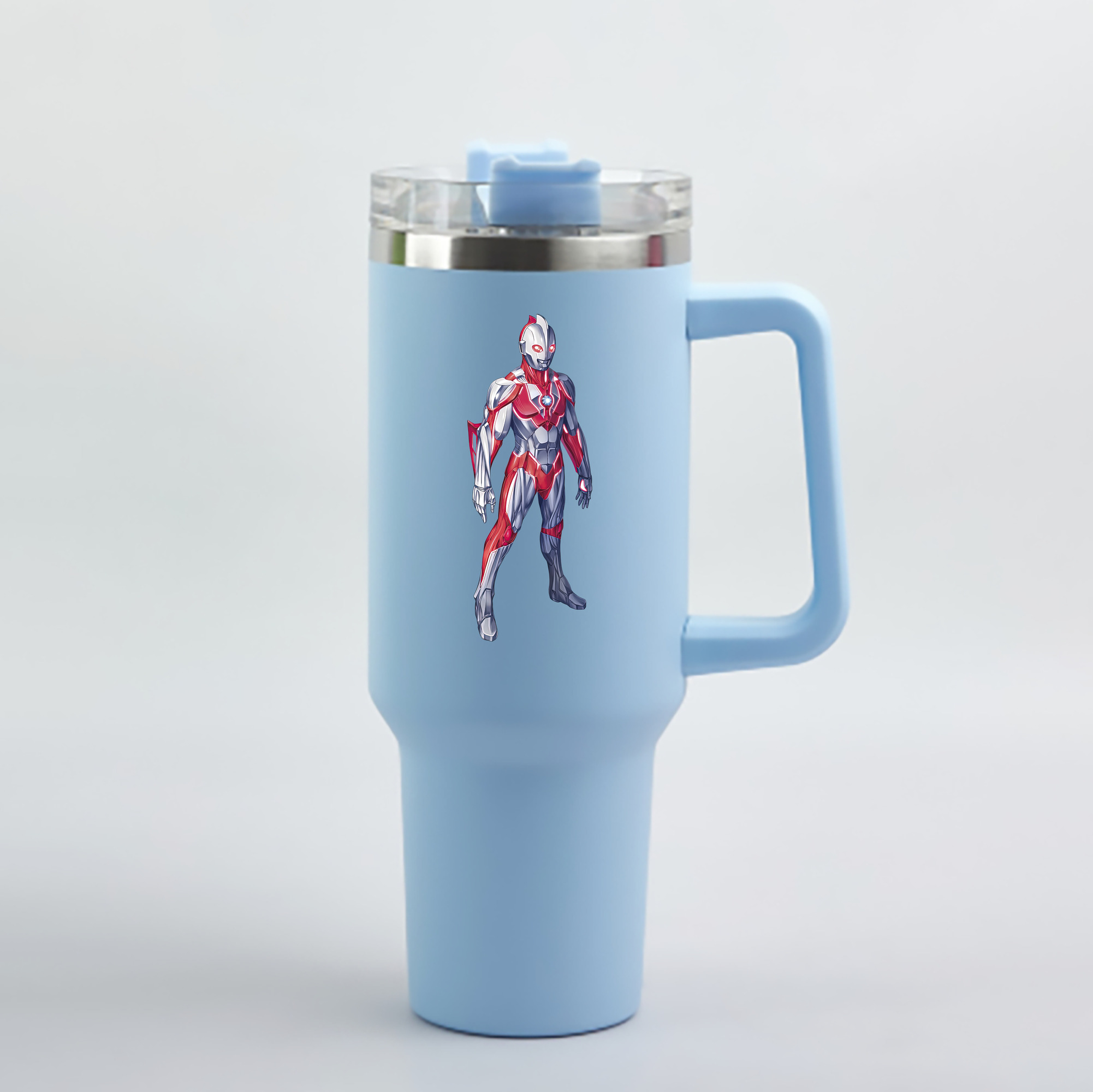 （画像用） ウルトラマン Ultraman 1200mL車用タンブラー - クリスタルステッカー（プラスチックストロー付き）