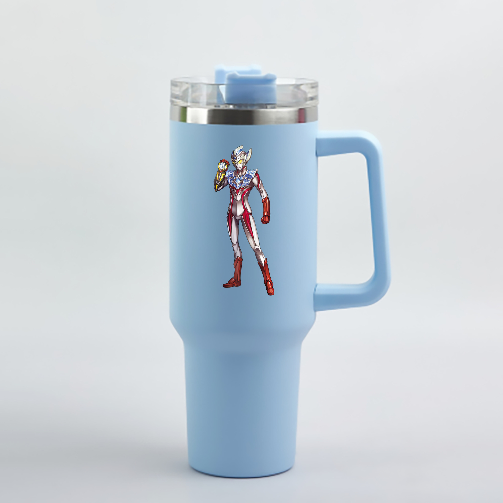 （画像用） ウルトラマン Ultraman 1200mL車用タンブラー - クリスタルステッカー（プラスチックストロー付き）