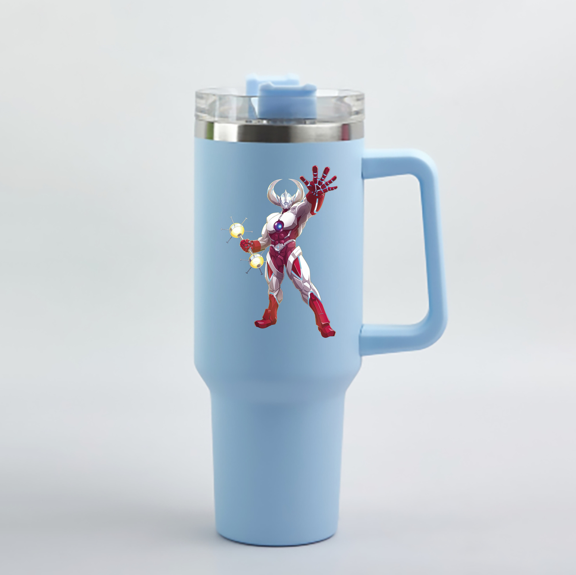 （画像用） ウルトラマン Ultraman 1200mL車用タンブラー - クリスタルステッカー（プラスチックストロー付き）