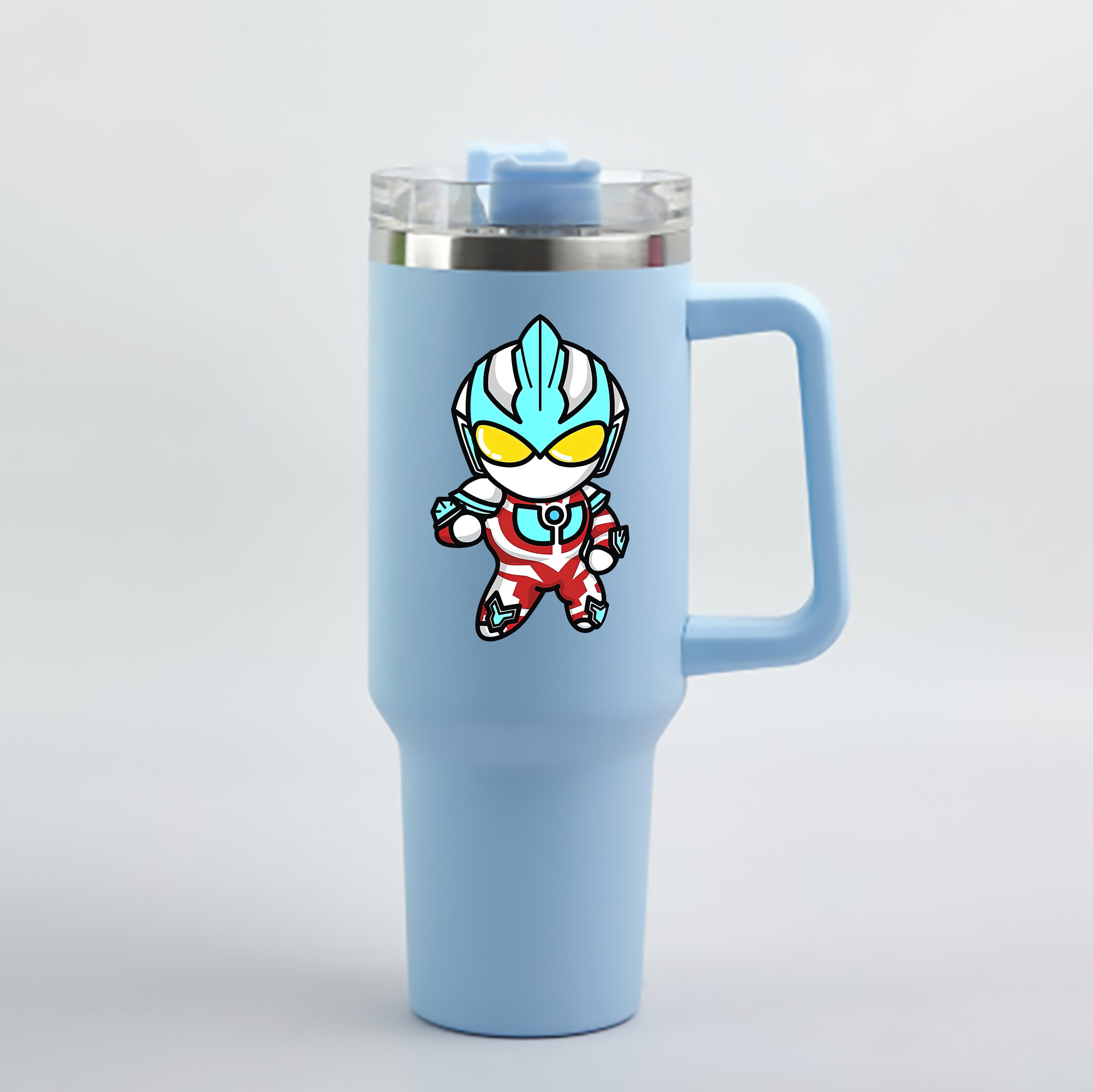 （画像用） ウルトラマン Ultraman 1200mL車用タンブラー - クリスタルステッカー（プラスチックストロー付き）