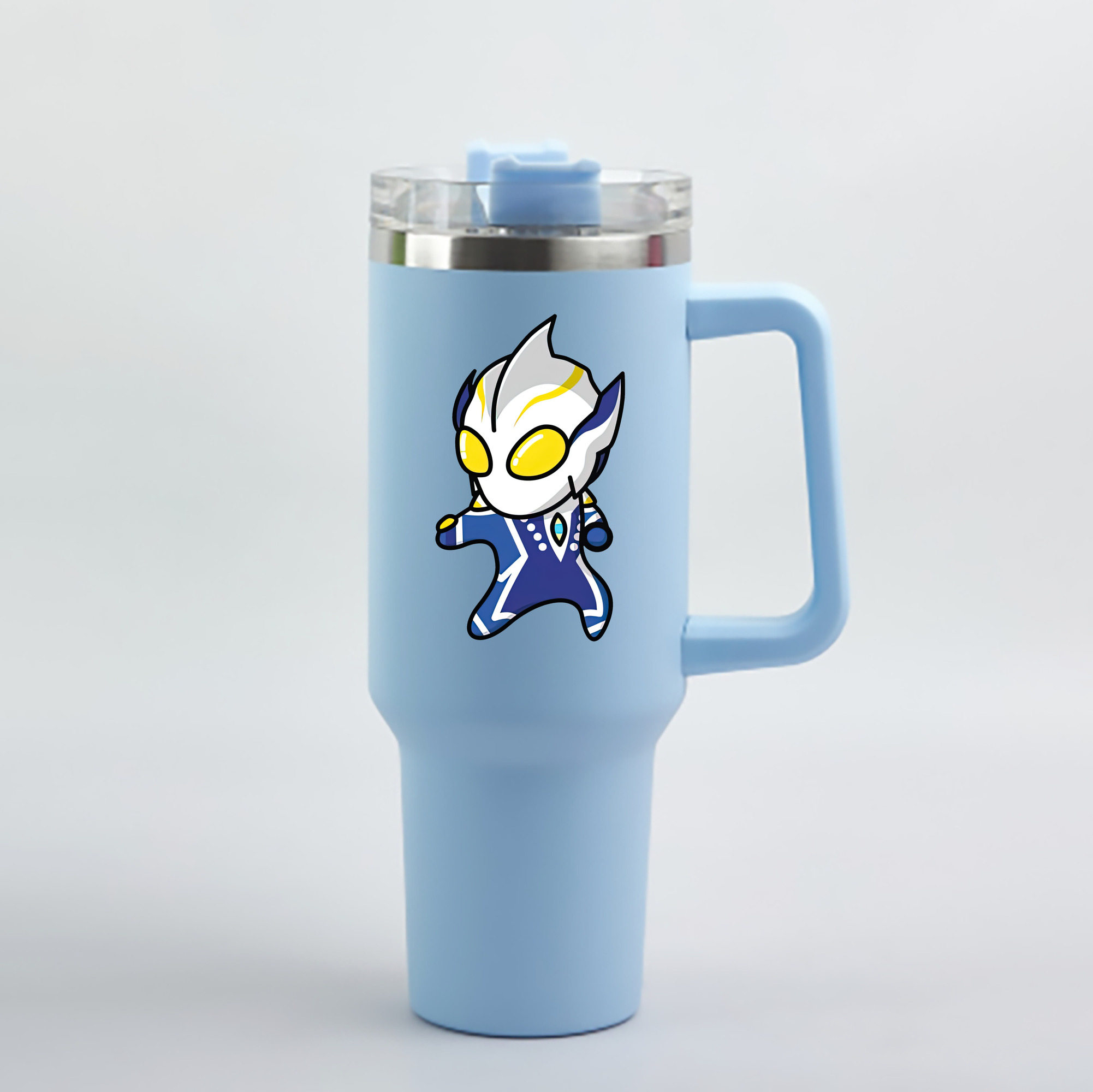（画像用） ウルトラマン Ultraman 1200mL車用タンブラー - クリスタルステッカー（プラスチックストロー付き）