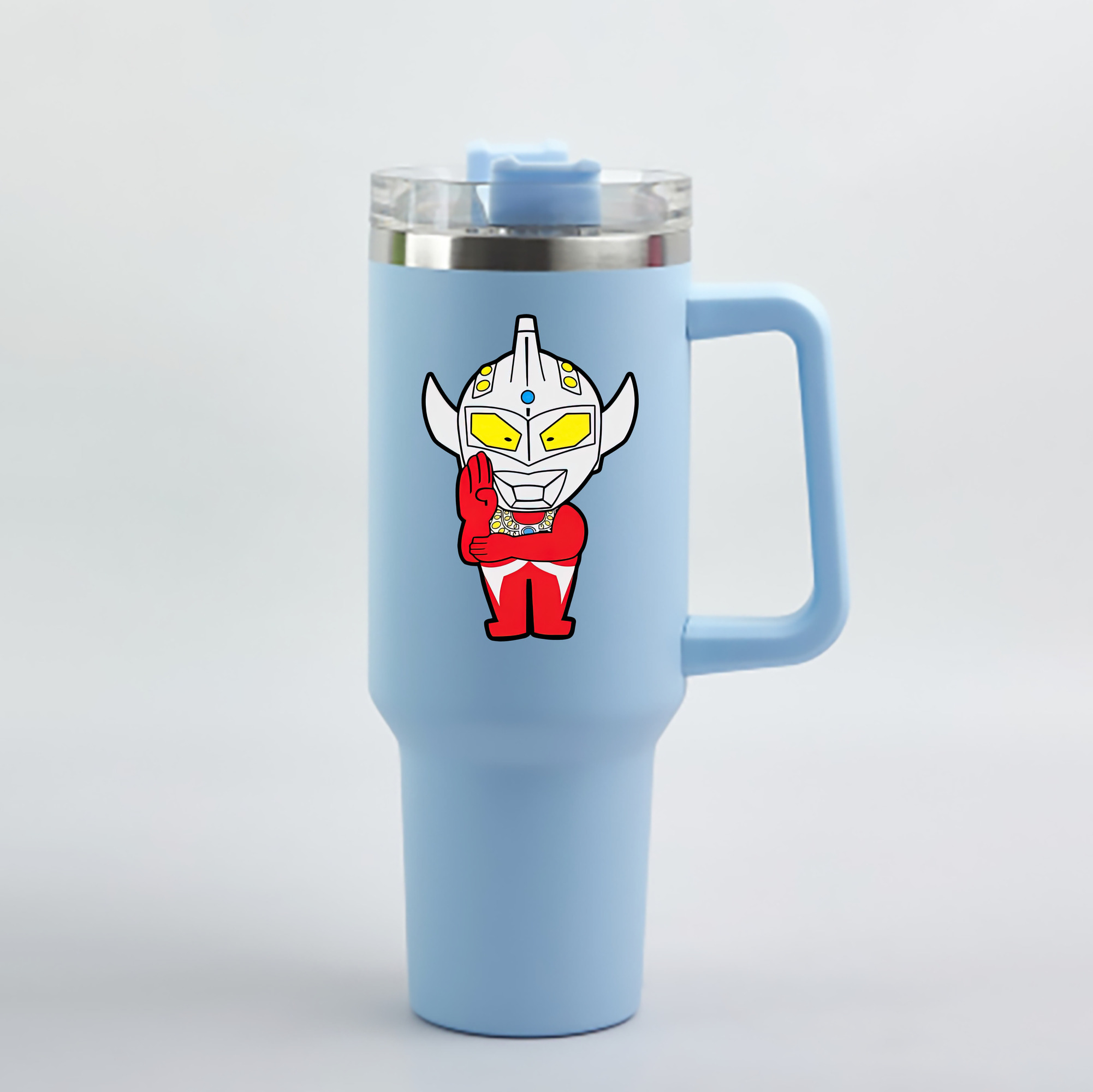（画像用） ウルトラマン Ultraman 1200mL車用タンブラー - クリスタルステッカー（プラスチックストロー付き）