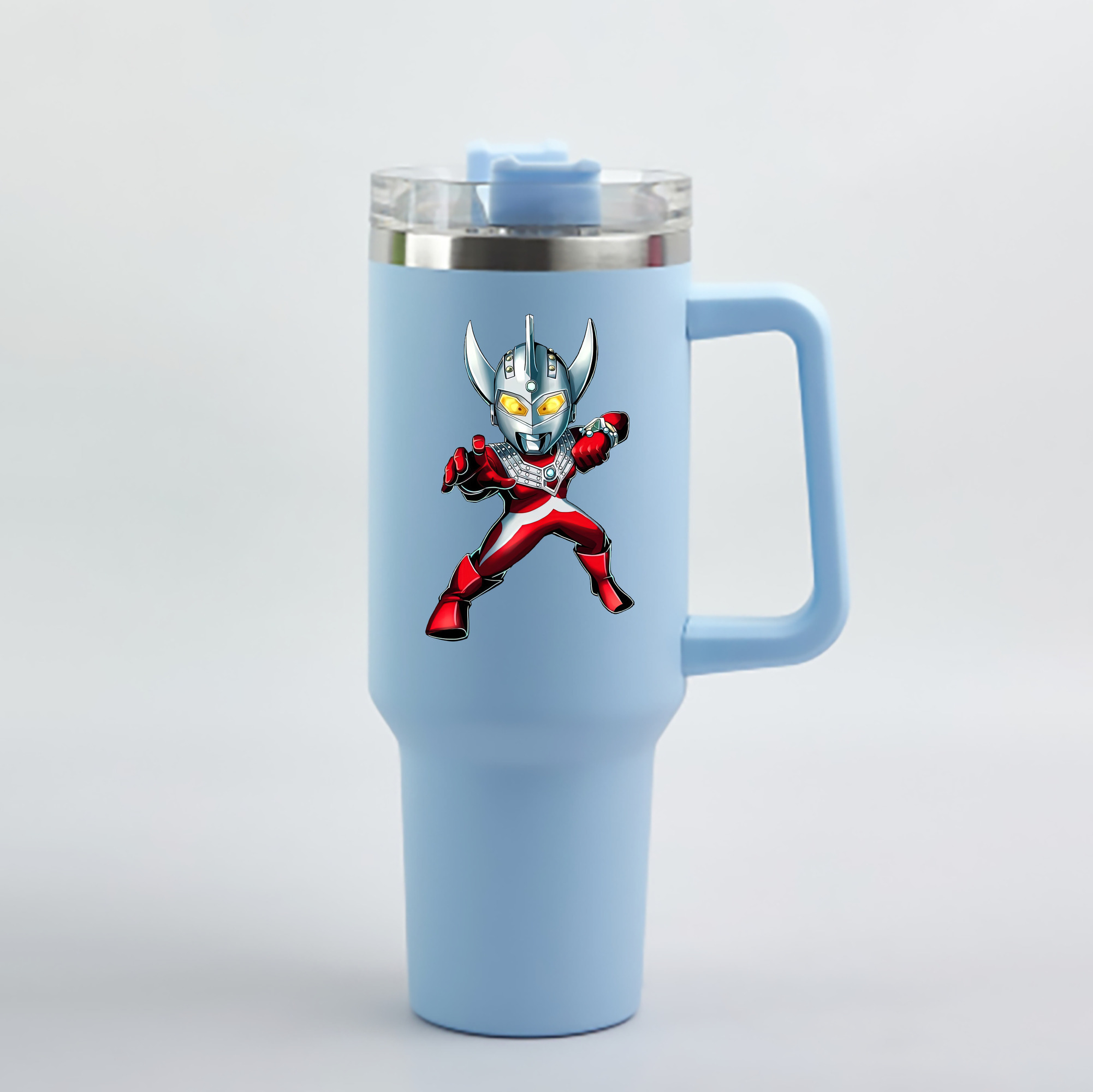 （画像用） ウルトラマン Ultraman 1200mL車用タンブラー - クリスタルステッカー（プラスチックストロー付き）