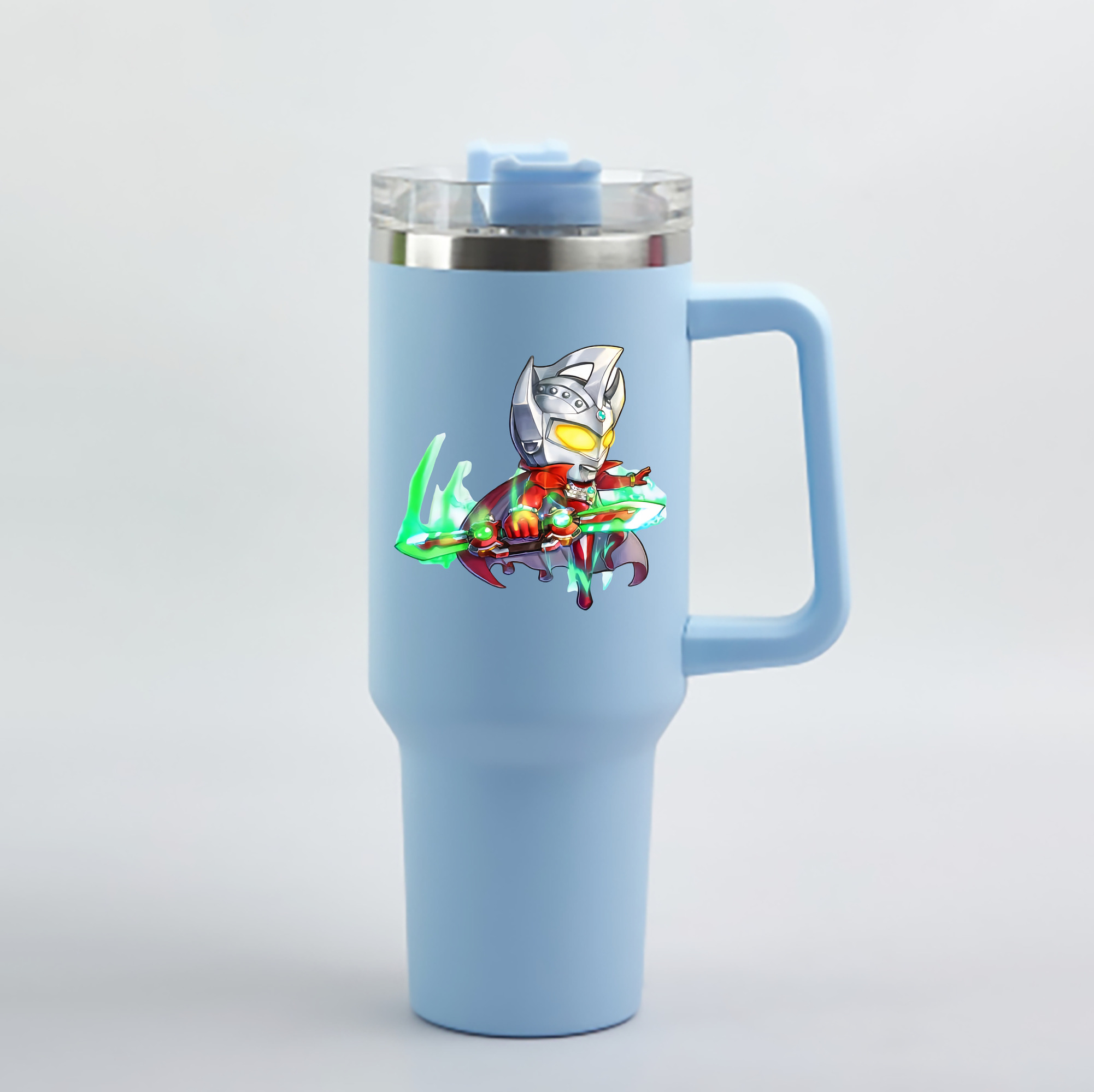 （画像用） ウルトラマン Ultraman 1200mL車用タンブラー - クリスタルステッカー（プラスチックストロー付き）