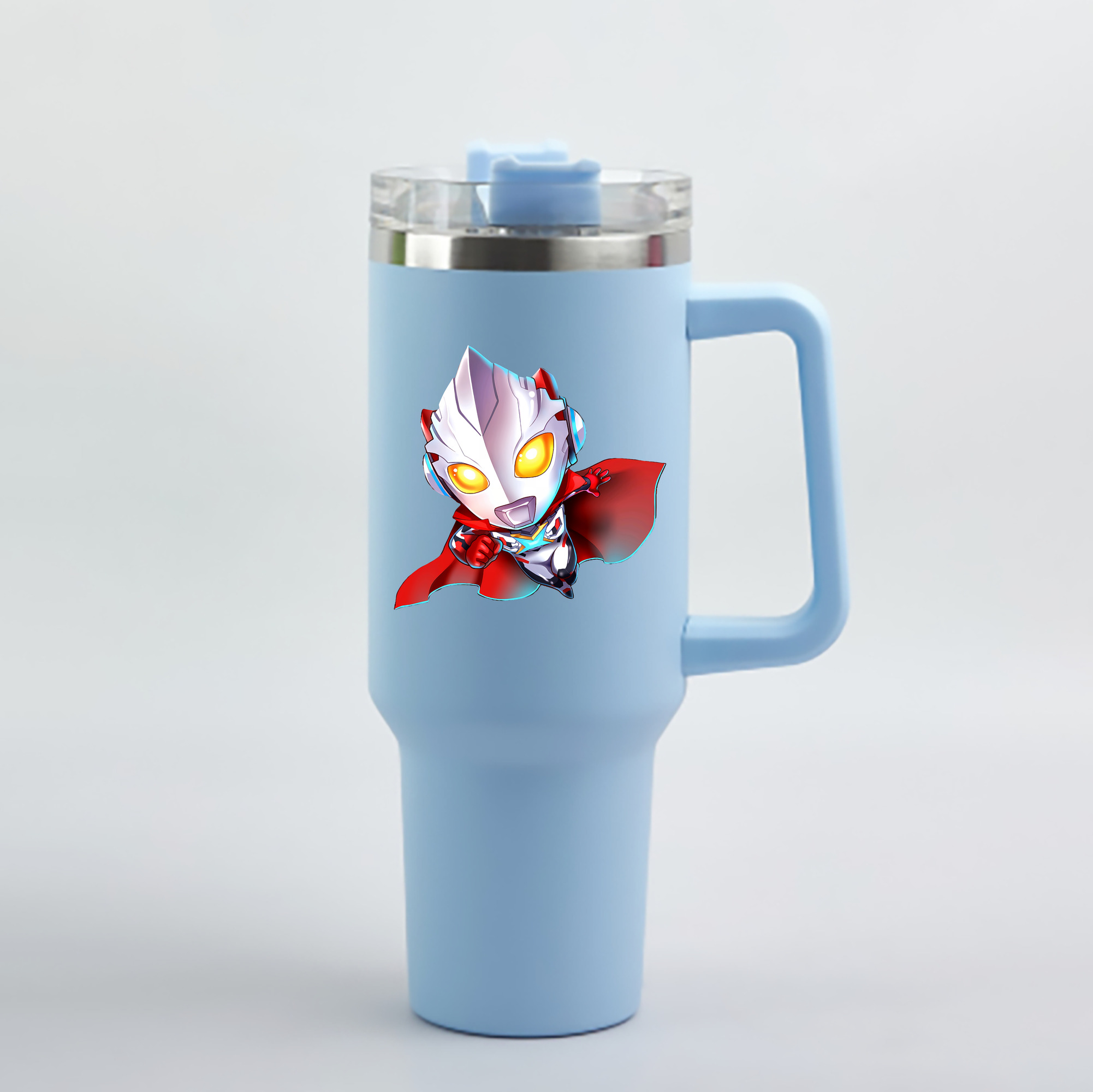 （画像用） ウルトラマン Ultraman 1200mL車用タンブラー - クリスタルステッカー（プラスチックストロー付き）
